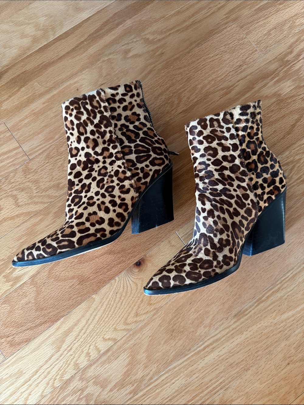 Dolce Vita Leopard Print Pointed Toe Ankle Boots - Brown